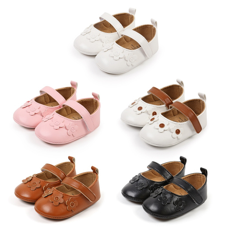 Flower Princess Βρεφικά Παπούτσια Βρεφικής Κούνιας Κοριτσιού First Walker Μικρό παιδί που περπατά επίπεδη μαλακή σόλα PU δερμάτινα παιδικά παπούτσια 0-18 μηνών