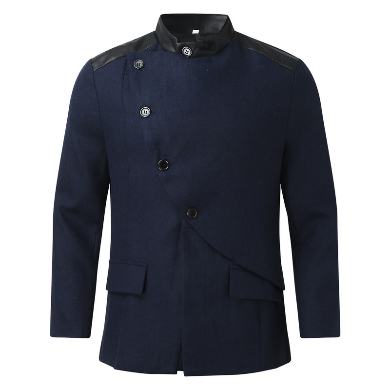 Σέξι Ανδρικό Παλτό Ανδρικό Φθινοπωρινό και Χειμερινό Μόδα Ελεύθερης Μεσαιωνικής Ρετρό Λεπτό Μαλλί Steampunk Asymmetric Ανδρικά πουπουλένια κουκούλα