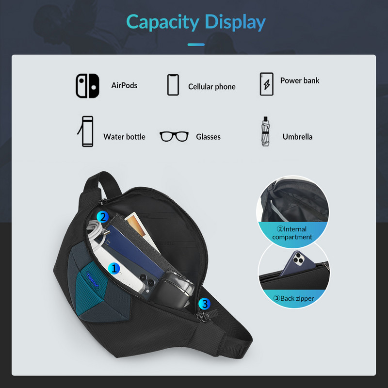 Tigernu Νέα τσάντα μέσης ανδρική τσάντα για τρέξιμο, καθημερινή ποδηλασία, ανδρική τσάντα μέσης Fanny pack Τσάντες τηλεφώνου για ζώνη ταξιδιού Θήκη για χρήματα 2022