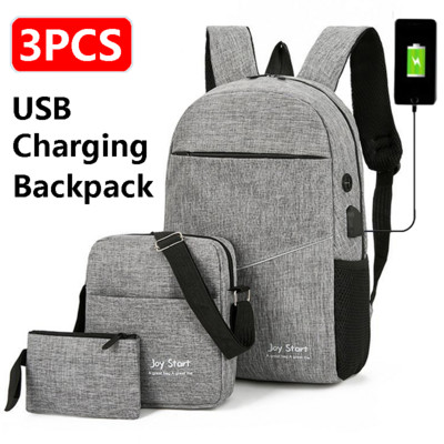 Set ruksaka od 3 KOM, muški USB ruksak za punjenje, poslovna ruksak za prijenosno računalo, višenamjenska torba za muškarce, vodootporni putni ruksak