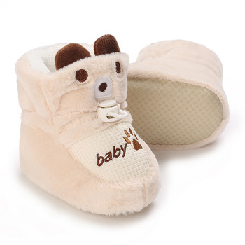 VALEN SINA Зимни новородени момиченца момчета Сладки карикатурни памучни обувки Мека подметка плюс кадифени топли ботуши Обувки за прохождане на малки деца
