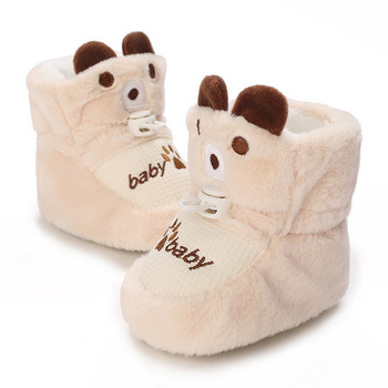 VALEN SINA Зимни новородени момиченца момчета Сладки карикатурни памучни обувки Мека подметка плюс кадифени топли ботуши Обувки за прохождане на малки деца