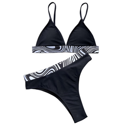 2023. aasta naiste ujumistrikood, kõrge vöökohaga lõhestatud bikiinikomplekt, kaheosaline ujumisriided naistele bikiinid, naiste kolmnurkrihmad rannas