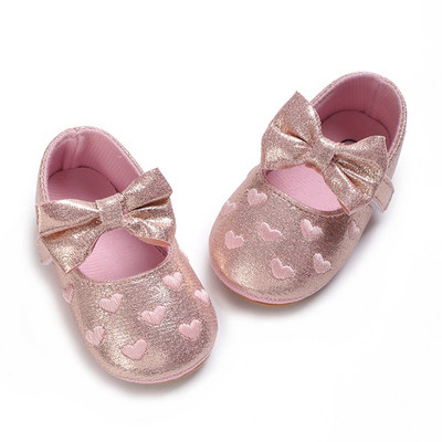 Бебешки обувки на принцеса за малки деца, обувки с мека подметка, обувки за ходене за момичета на възраст 0-18 месеца, обувки за сватбена рокля за момичета