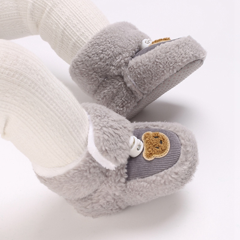 Talvised vastsündinu lumesaapad plüüsis soojad papud imikutele tüdrukutele poistele 3D multikas karu libisemisvastase pehme põhjaga väikelaste võrevoodi kingad