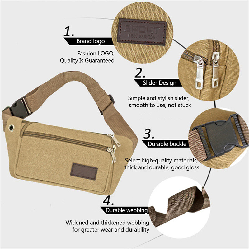 Νέες πάνινες τσάντες μέσης Ζώνη τσάντα στήθους Τηλέφωνο πουγκί Bum τσάντα Casual χιαστί πορτοφόλι Ζώνη ώμου Ταξίδι αθλητικό τσαντάκι