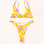 2023 Sexy Thong Push Up Γυναικείο Σετ μπικίνι Two Pieces Μαγιό Mujer Biquini Γυναικείο Μαγιό Χαμηλής Μέσης Σπλιτ Μαγιό Ρούχα παραλίας