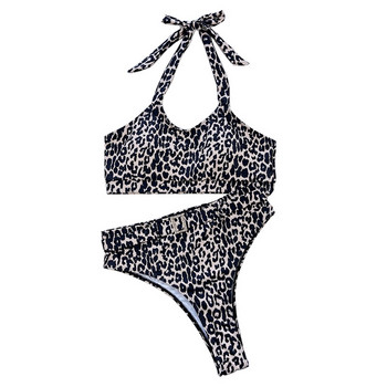 2023 Leopard μαγιό για γυναίκες μπικίνι Σετ δύο τεμαχίων Biquini ψηλόμεσο halter μαγιό Bathers Μαγιό Lady Beachwear L