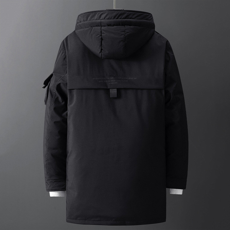 Terepszínű tollkabát férfi vastag, meleg pamut Parkas kapucnis vízálló divat alkalmi férfi felsőruházat Parkas kabátok nagy méretű 3XL
