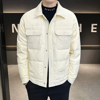 2023 Νέο ανδρικό χειμερινό παλτό με λαιμόκοψη Polo Slim Fit Clean Down Παλτό Ελαφρύ μπουφάν