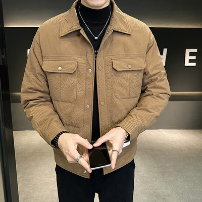 2023 Νέο ανδρικό χειμερινό παλτό με λαιμόκοψη Polo Slim Fit Clean Down Παλτό Ελαφρύ μπουφάν