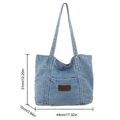 Φοιτητική καυτή τσάντα ώμου από καμβά μεγάλη χωρητικότητα Τσάντα τζιν συμπαγής μόδας Clutch τσάντα Απλές γυναικείες τσάντες μετακίνησης