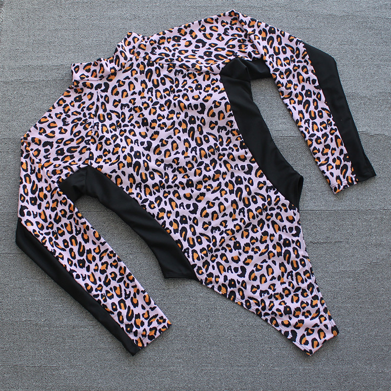 2023 Γυναικεία μαγιό Leopard μαγιό με φερμουάρ One Piece μακρυμάνικο γυναικείο μαγιό Monokini Bathers Mujer Biquini XL