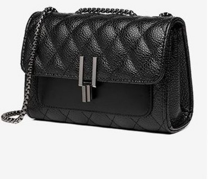 Γυναικεία μαύρη τσάντα ώμου Τσάντες χαβιαριού με κλειδαριά Y Τσάντες τετράγωνης αλυσίδας με διαμάντια Νέα γυναικεία τσάντες χιαστί μεγάλης χωρητικότητας πολλαπλών χρήσεων