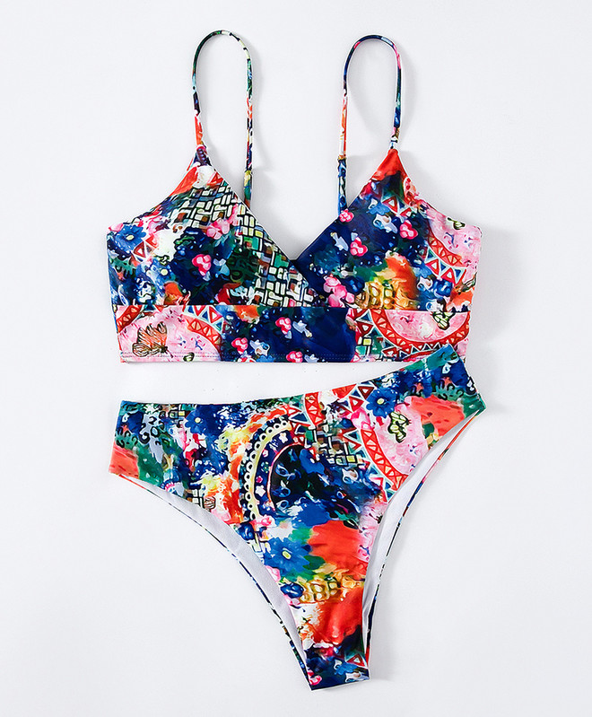 Εκτύπωση Floral γυναικεία μαγιό 2023 Two Pieces Push Up Σετ μπικίνι χαμηλής μέσης Micro Sexy Thong Μαγιό Γυναικεία μαγιό