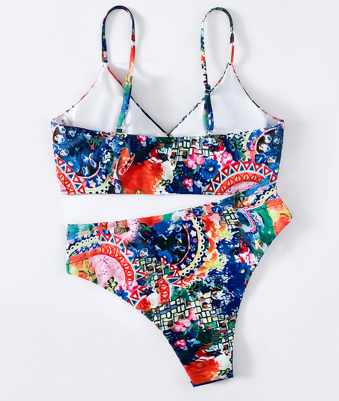 Εκτύπωση Floral γυναικεία μαγιό 2023 Two Pieces Push Up Σετ μπικίνι χαμηλής μέσης Micro Sexy Thong Μαγιό Γυναικεία μαγιό