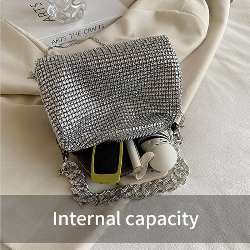 Fashion Glitter Βραδινή Τσάντα Rhinestone Γυναικεία Trend Πολυτελής γυαλιστερή τσάντα γυναικεία νυχτερινή διασκέδαση Carnival Party Crossbody Τσάντα μασχάλης