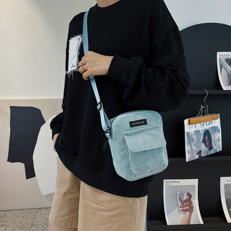 Γυναικείες ανδρικές κοτλέ τσάντα ώμου Χαριτωμένα μικρά τσαντάκια Casual Outdoor Messenger Τσάντες