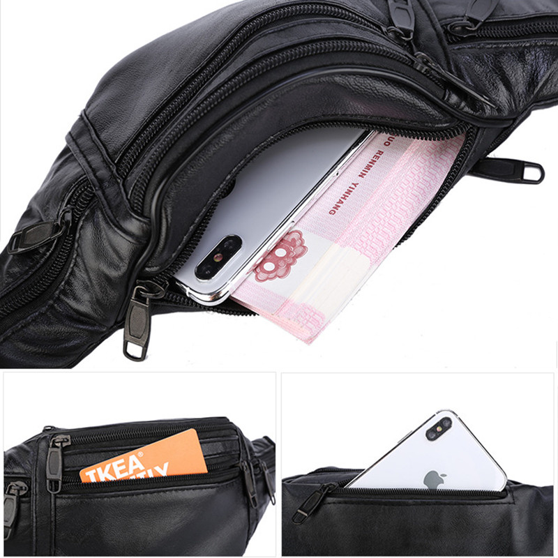 Nahast meeste vöökoha rinnakott õhuke välisspordi taktikaline pauch meestele väike jooksev fanny pakk Crossbody rinnaga rahavöö kotid