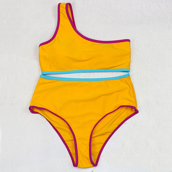 2023 Γυναικεία μαγιό One Shoulder Ψηλόμεση Μαγιό Μασίφ Σετ μπικίνι Bathers Κοστούμι μπάνιου Παραλία Mujer Biquini Σουτιέν με επένδυση