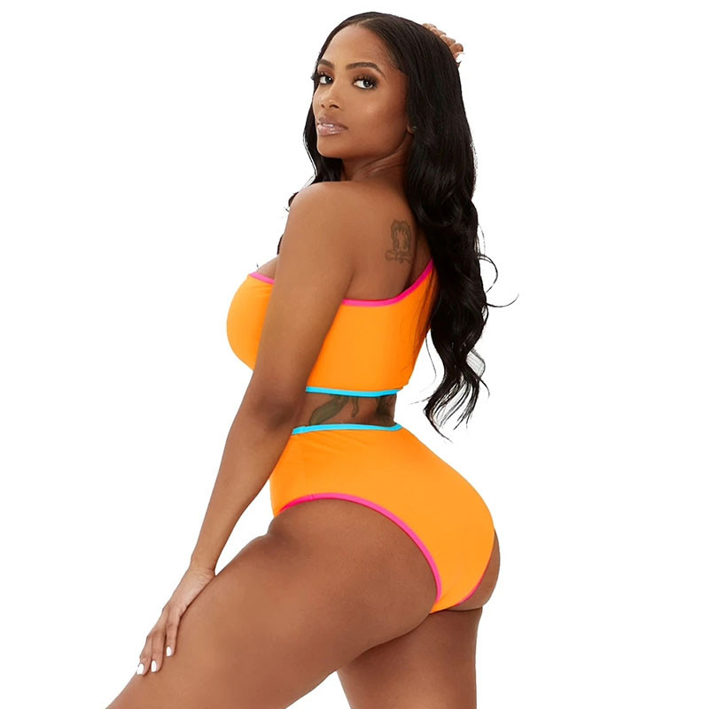 Dámske plavky 2023 s vysokým pásom na jedno rameno, jednodielne bikiny, set, plážové oblečenie, mužské bikiny s vystuženou podprsenkou