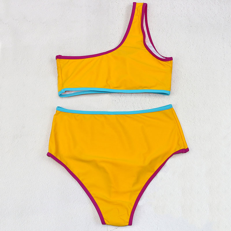 Dámske plavky 2023 s vysokým pásom na jedno rameno, jednodielne bikiny, set, plážové oblečenie, mužské bikiny s vystuženou podprsenkou