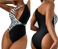 Nové 2023 Dámske plavky s potlačou zebry, push-up body na jedno rameno, ženské bikiny, plážové plavky, dámske plavky, bikiny