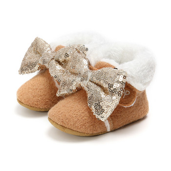 Новородено топло бебе момиче лък малко дете първи проходилки зимни бебета момчета момичета обувки 0-18 месеца рокля принцеса сладко бебе меки обувки