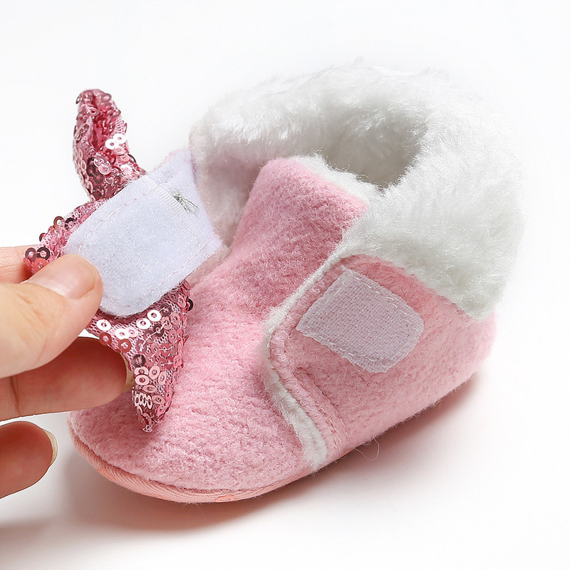 Νεογέννητο ζεστό μωρό κοριτσάκι Φιόγκο για νήπιο First Walkers Χειμερινά μωρά αγόρια παπούτσια για κορίτσια 0-18 μηνών Φόρεμα Princess Cute Baby Soft Shoes