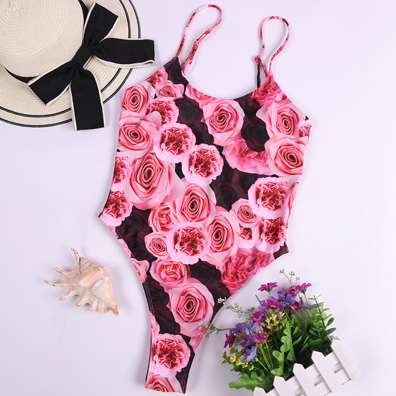 2023 Push Up One Piece Print Floral Femei Body Body Brazilian fără spate Bikini Mujer Talie înaltă Costum de baie Femeie Baie Beachwear