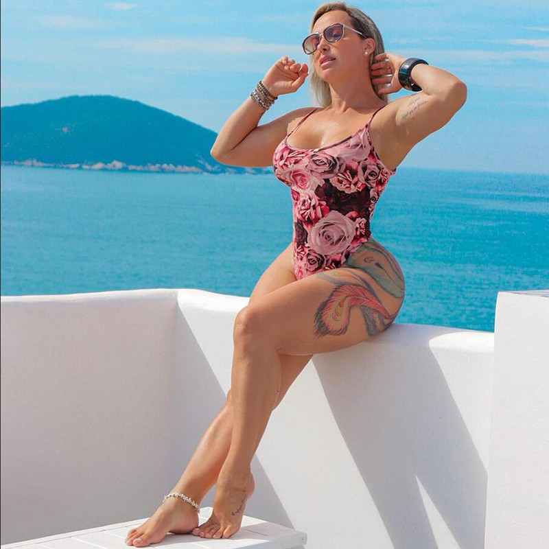 2023 Push Up One Piece Print Floral Femei Body Body Brazilian fără spate Bikini Mujer Talie înaltă Costum de baie Femeie Baie Beachwear