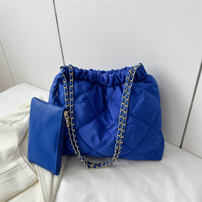 2 bucăți geantă de mână cu pliuri matlasate pentru femei, geantă de umăr căptușită, geantă cu găleată de iarnă, genți de mână ocazionale, geantă pentru cumpărături cu lanț