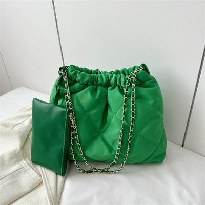 2 bucăți geantă de mână cu pliuri matlasate pentru femei, geantă de umăr căptușită, geantă cu găleată de iarnă, genți de mână ocazionale, geantă pentru cumpărături cu lanț