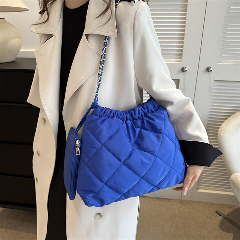 2 bucăți geantă de mână cu pliuri matlasate pentru femei, geantă de umăr căptușită, geantă cu găleată de iarnă, genți de mână ocazionale, geantă pentru cumpărături cu lanț