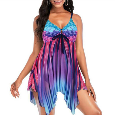 2023 Set Tankini Imprimat Costum de baie Costum de baie Două Piese Femei Cu Fusta Femeie Acoperire Costum de baie Imbracaminte de plajă Înot Vară