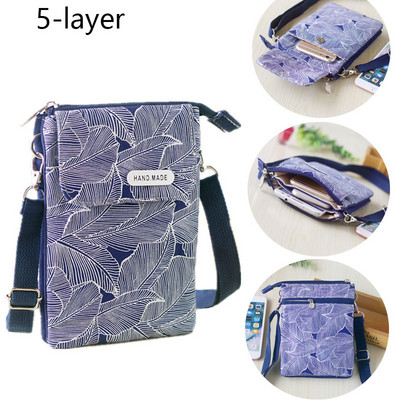 Idillic Leaf Fabric Messenger 5 straturi Geanta pentru telefon mobil Husa Geanta de umar Geanta Geanta Geanta de mana Portofel Geanta de dama Geanta Tote 2023