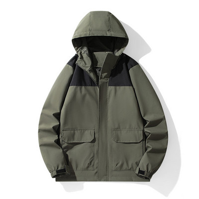 Must tuuletõkkejope Meeste veekindel mantel Matkajope kevadsügis kapuutsiga tuuletõkkega meeste pealisriided, suur suurus 8XL