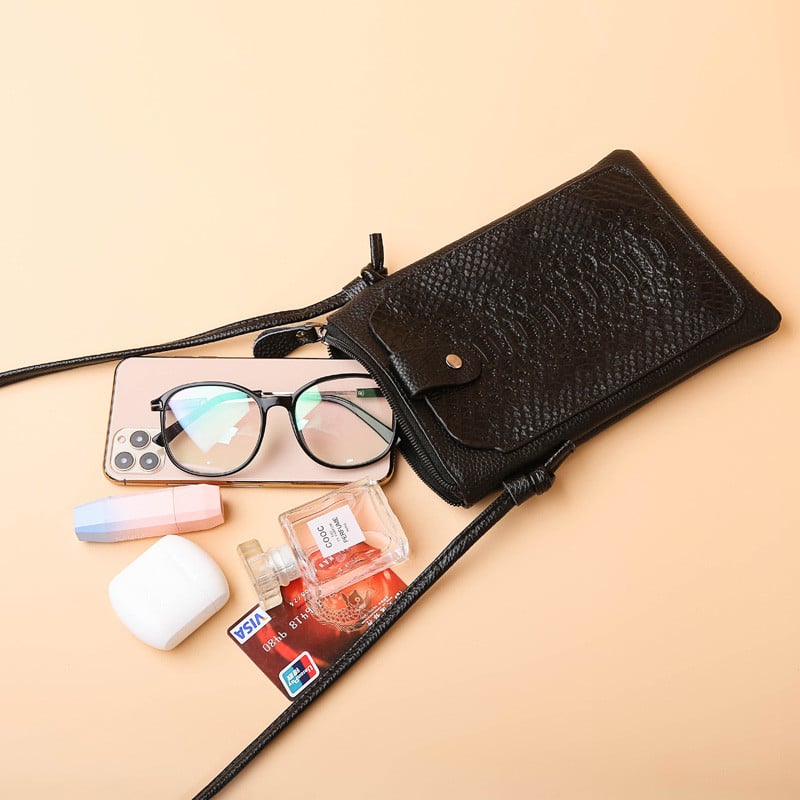 Νέα γυναικεία πορτοφόλια με σχέδιο κροκόδειλου τσάντα ώμου με λουράκι κινητό τηλέφωνο Θήκες μεγάλων καρτών Πορτοφόλι Τσέπες