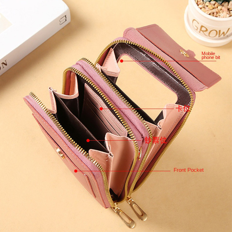 Geestock Γυναικεία τσάντα από μαλακό δέρμα Οθόνη αφής Τσάντες για κινητά Πορτοφόλια Μόδα γυναικείες τσάντες χιαστί με λουράκι ώμου Τσάντα με κέρματα