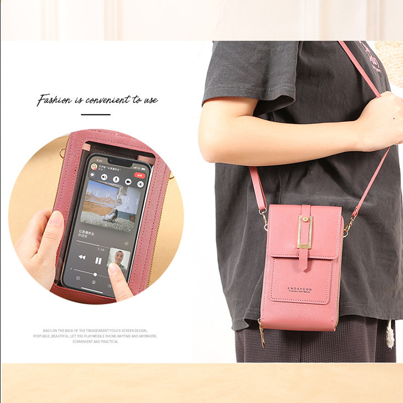 Geestock Γυναικεία τσάντα από μαλακό δέρμα Οθόνη αφής Τσάντες για κινητά Πορτοφόλια Μόδα γυναικείες τσάντες χιαστί με λουράκι ώμου Τσάντα με κέρματα