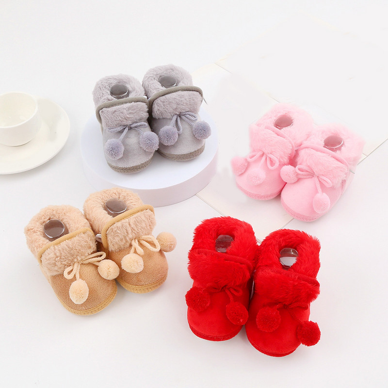 Cizme de iarnă pentru zăpadă nou-născut pentru copil mic Cizme calde Confort cald Primii pași Bebeluși Fete Băieți Pantofi cu talpă moale Mingi cu puf Cizme de zăpadă