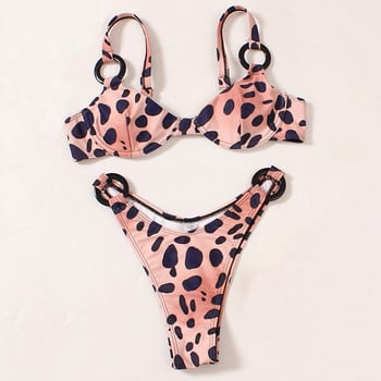 Νέο 2023 Leopard Two Pieces Swimming Bikini Γυναικεία Biquini Mujer Sexy Thong Γυναικεία μαγιό παραλίας Γυναικεία μαγιό Push Up