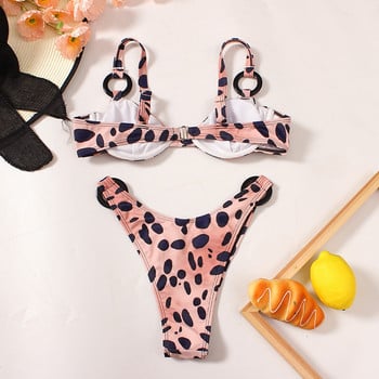 Νέο 2023 Leopard Two Pieces Swimming Bikini Γυναικεία Biquini Mujer Sexy Thong Γυναικεία μαγιό παραλίας Γυναικεία μαγιό Push Up