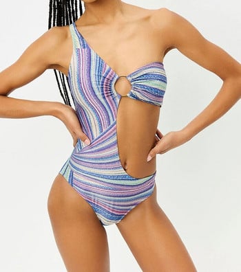 Γυναικεία μαγιό 2023 One Piece Stripe Monokini One Shoulder Μαγιό Γυναικείο σουτιέν με επένδυση Μπικίνι Mujer Beachwear Μαγιό παραλίας