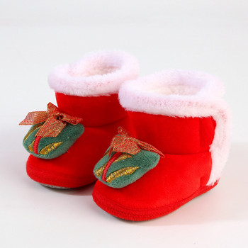 Βρεφικά χριστουγεννιάτικα παπούτσια Χειμερινά βρεφικά ψηλά μποτάκια χιονιού Χοντρά βελούδινα ζεστά νήπια Αντιολισθητική σόλα Χριστουγέννων Δώρο Χριστουγέννων για πρώτη φορά περιπατητές