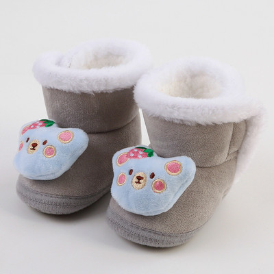 Pantofi de Crăciun pentru bebeluși Cizme de zăpadă înalte de iarnă pentru bebeluși de pluș groase, calde, pentru copii mici, cu talpă anti-alunecare, cadou de Crăciun, nou-născut, primii plimbări