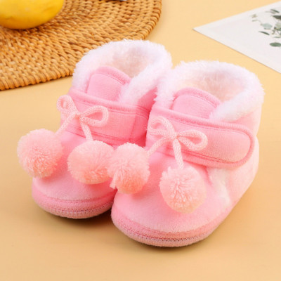 Pantofi de Crăciun pentru bebeluși Cizme de zăpadă înalte de iarnă pentru bebeluși de pluș groase, calde, pentru copii mici, cu talpă anti-alunecare, cadou de Crăciun, nou-născut, primii plimbări