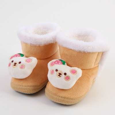 Pantofi de Crăciun pentru bebeluși Cizme de zăpadă înalte de iarnă pentru bebeluși de pluș groase, calde, pentru copii mici, cu talpă anti-alunecare, cadou de Crăciun, nou-născut, primii plimbări