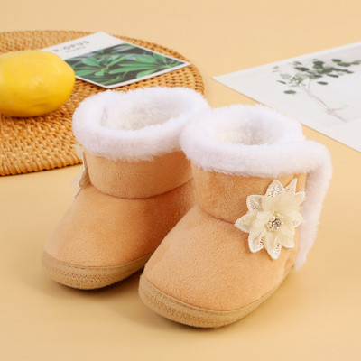 Pantofi de Crăciun pentru bebeluși Cizme de zăpadă înalte de iarnă pentru bebeluși de pluș groase, calde, pentru copii mici, cu talpă anti-alunecare, cadou de Crăciun, nou-născut, primii plimbări