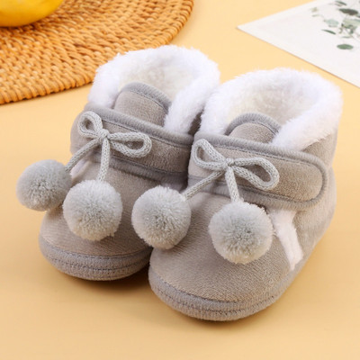 Pantofi de Crăciun pentru bebeluși Cizme de zăpadă înalte de iarnă pentru bebeluși de pluș groase, calde, pentru copii mici, cu talpă anti-alunecare, cadou de Crăciun, nou-născut, primii plimbări